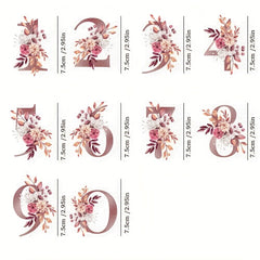 Letter Flower UV DTF Cup Stickers Mauve Foil Floral Alphabet Self Adhesive