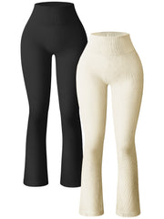High Waist Ribbed Yoga Bootcut Leggings for Women