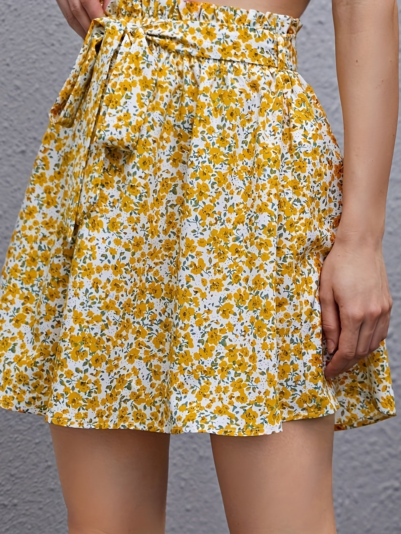 Floral Print Tie Waist Skirt for Spring & Summer