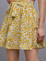 Floral Print Tie Waist Skirt for Spring & Summer
