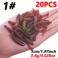 20pcs Soft Fishing Worms 0.8g Artificial Bait Swimbaits for Carp Bass