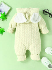 Baby Girls Rabbit Ear Hooded Warm Jumpsuit Romper