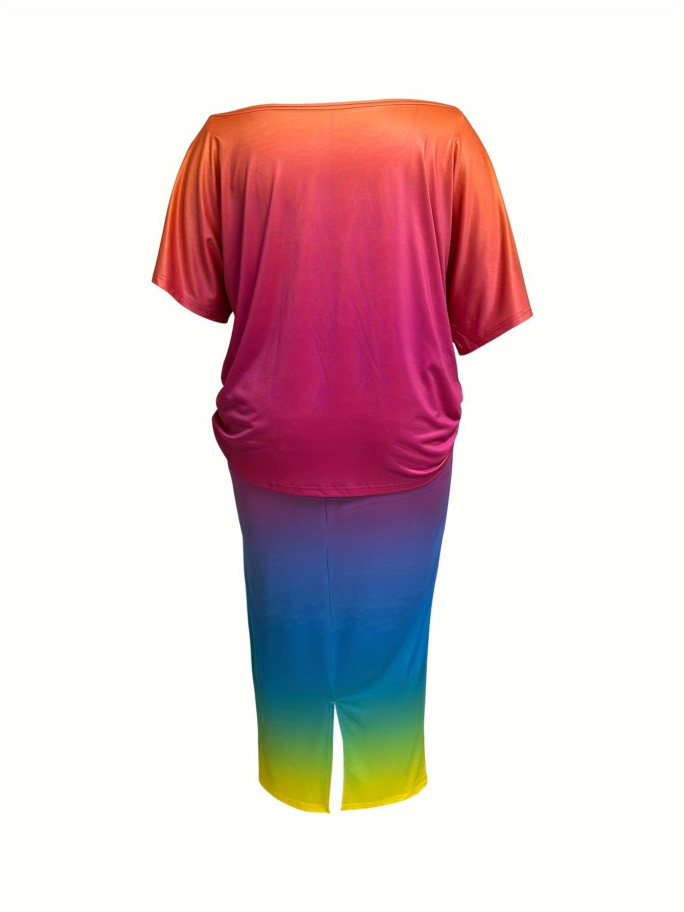 Women's Plus Ombre Print Tee & Split Skirt Set