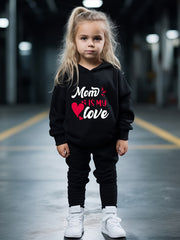 OERYUI Kids Breathable Activewear Set MOM IS MY LOVE Print Hoodies Pants Set
