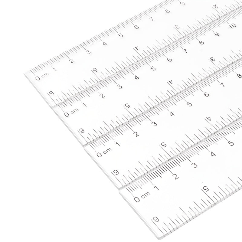 10pcs Clear Plastic Rulers Inches Metric Student Rulers w/ Slanted Edge