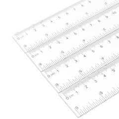 10pcs Clear Plastic Rulers Inches Metric Student Rulers w/ Slanted Edge