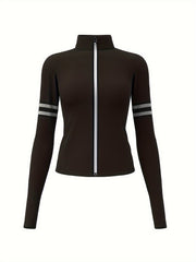Letter Pattern Yoga Jacket Fleece Lined Fitness Zip Top