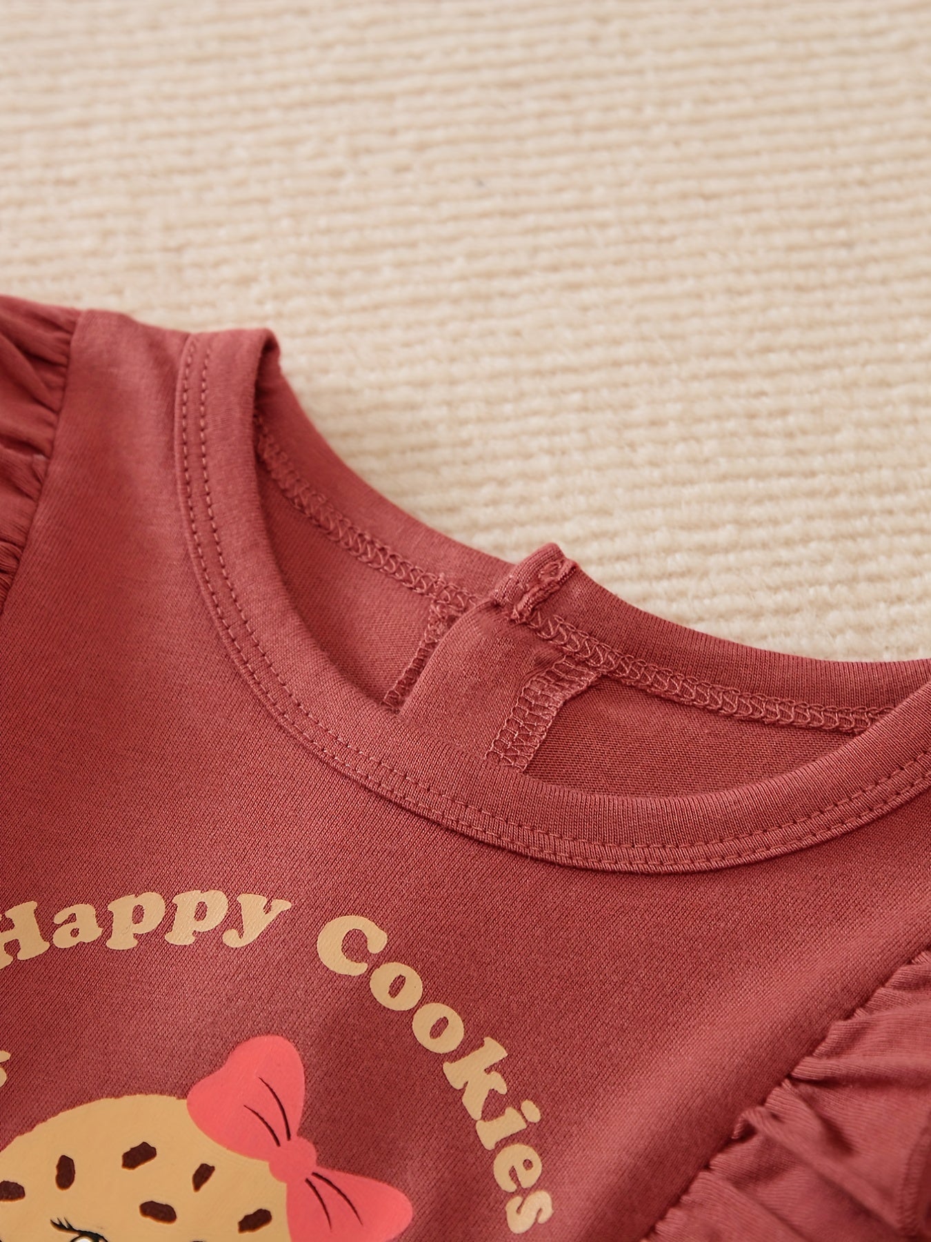 Happy Cookie Graphic Flying Sleeve Romper