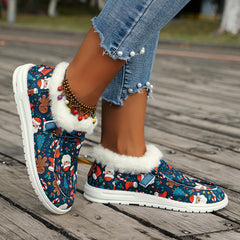Women's Christmas Style Snow Boots with Santa Gingerbread Patterns