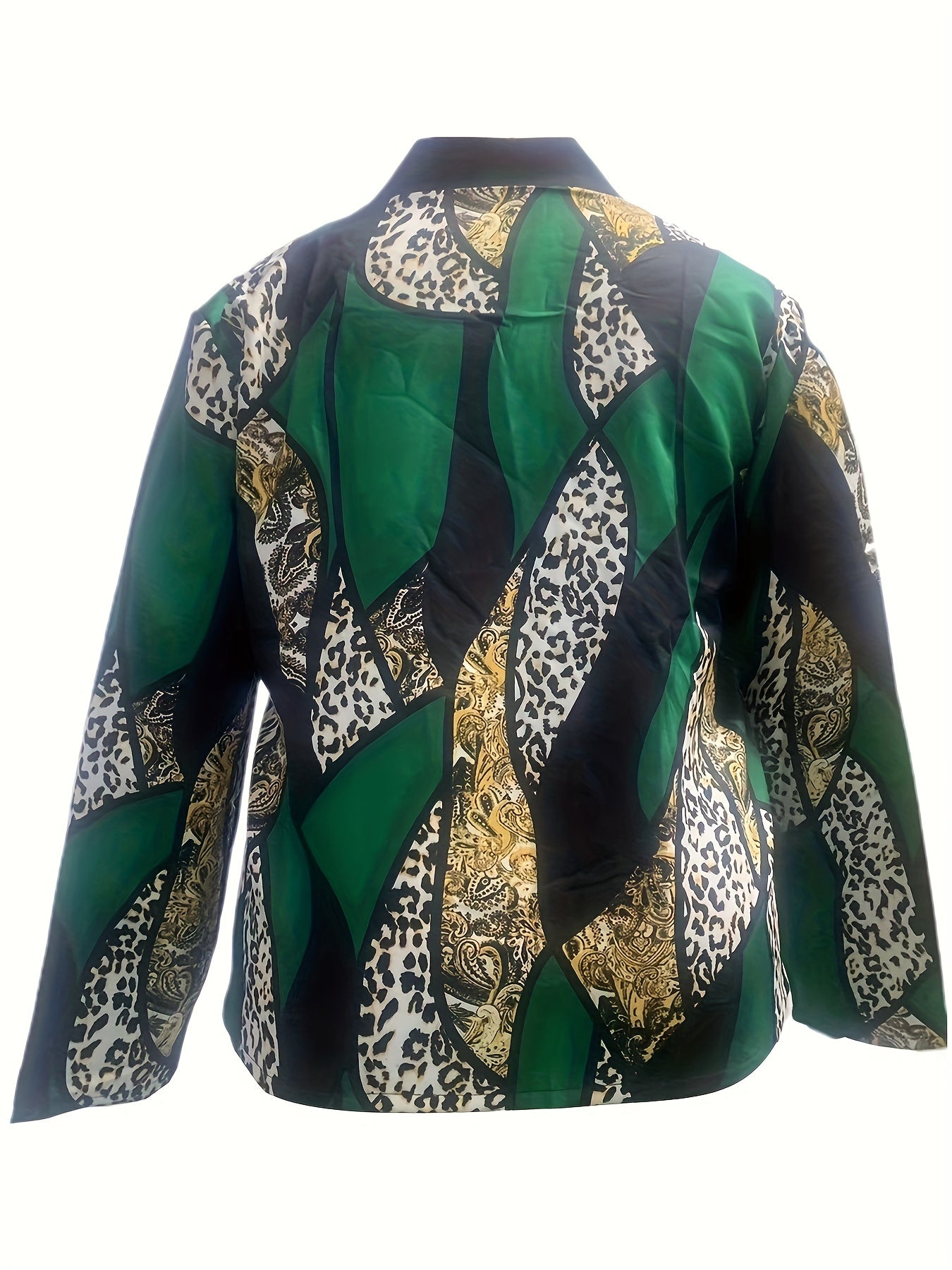 Casual Leopard & Paisley Print Blazer Women's Plus