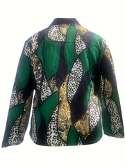 Casual Leopard & Paisley Print Blazer Women's Plus