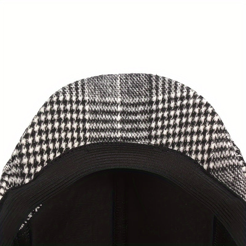 Cotton Plaid Beret Cabbie Hat for Men