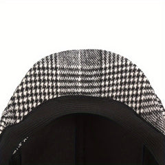 Cotton Plaid Beret Cabbie Hat for Men