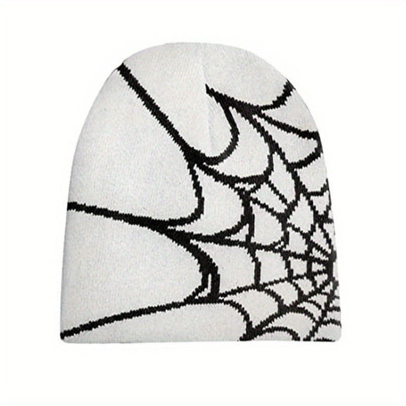 Pooyikoi Y2K Gothic Spider Pattern Wool Acrylic Knit Hat Beanie Hat