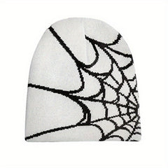Pooyikoi Y2K Gothic Spider Pattern Wool Acrylic Knit Hat Beanie Hat