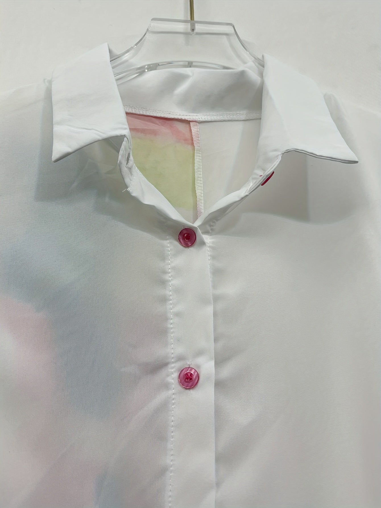 Colorblock Button Up Long Sleeve Casual Blouse