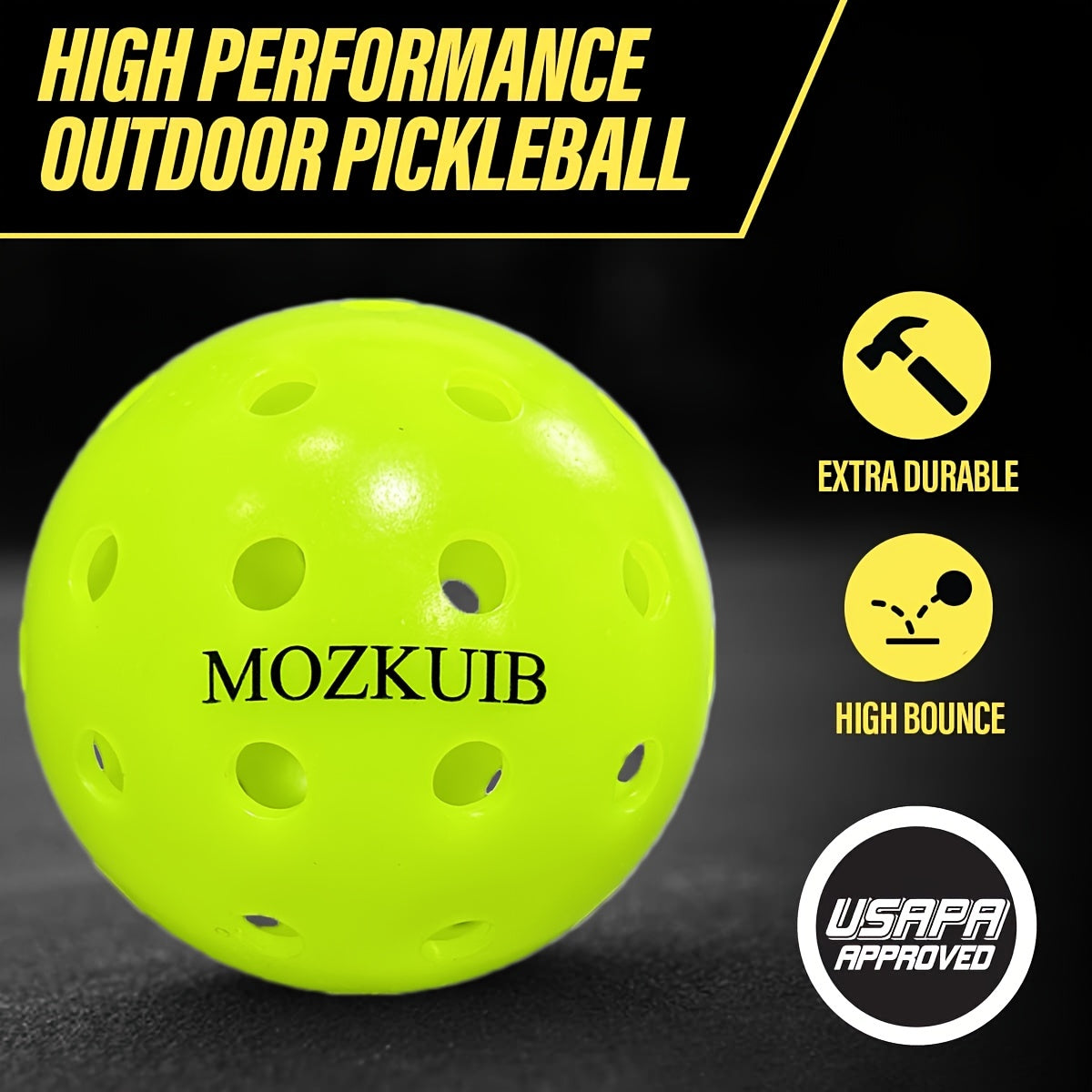 12pcs Outdoor Pickleball Balls Set Durable 40 Hole Beginner Indoor/Outdoor