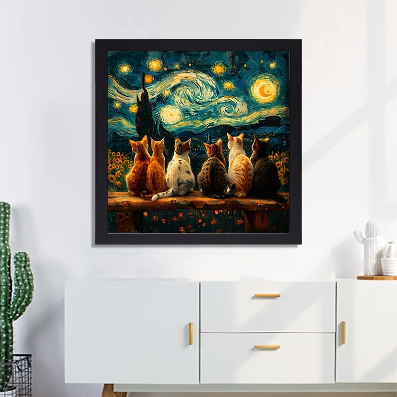 1000pcs Starry Night Sky Cat Puzzle Jigsaw Game for Ages 14 DIY Home Decor