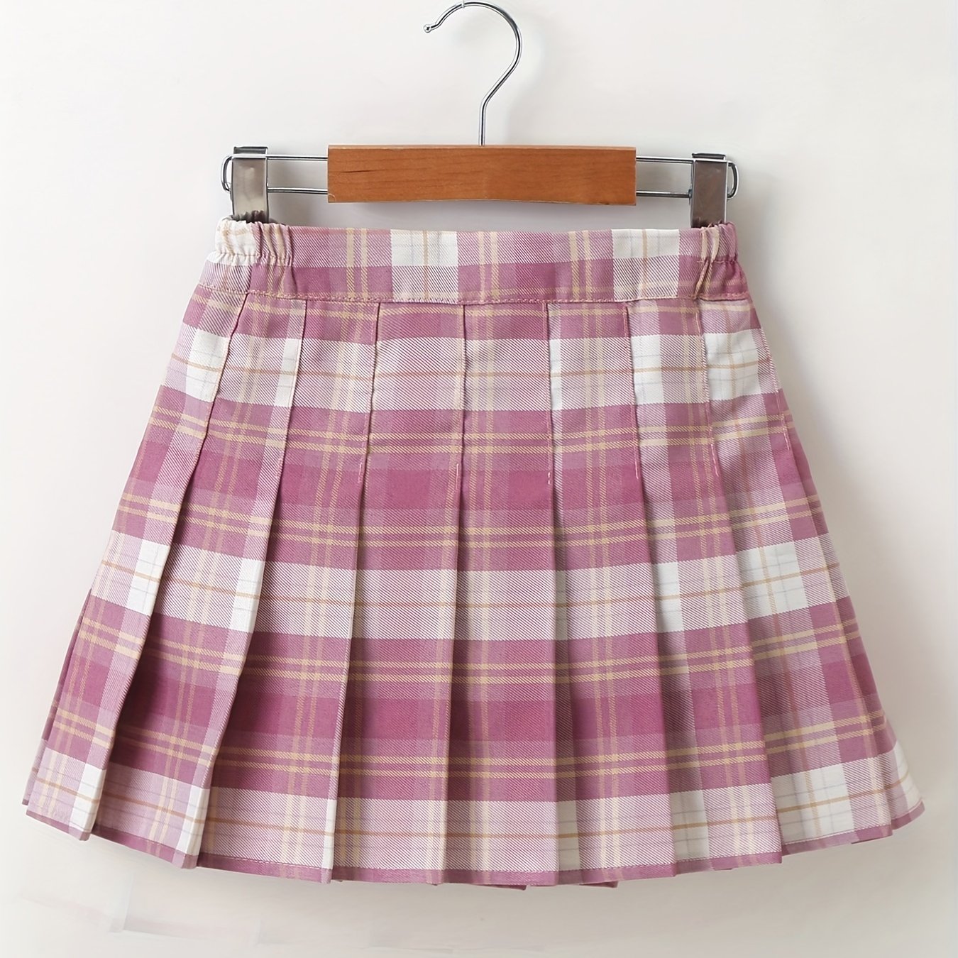 Girls Preppy Plaid Pleated Skirt Kids Casual A line Short Skirt Summer