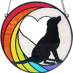 Colorful Heart Dog Round Acrylic Pendant Necklace