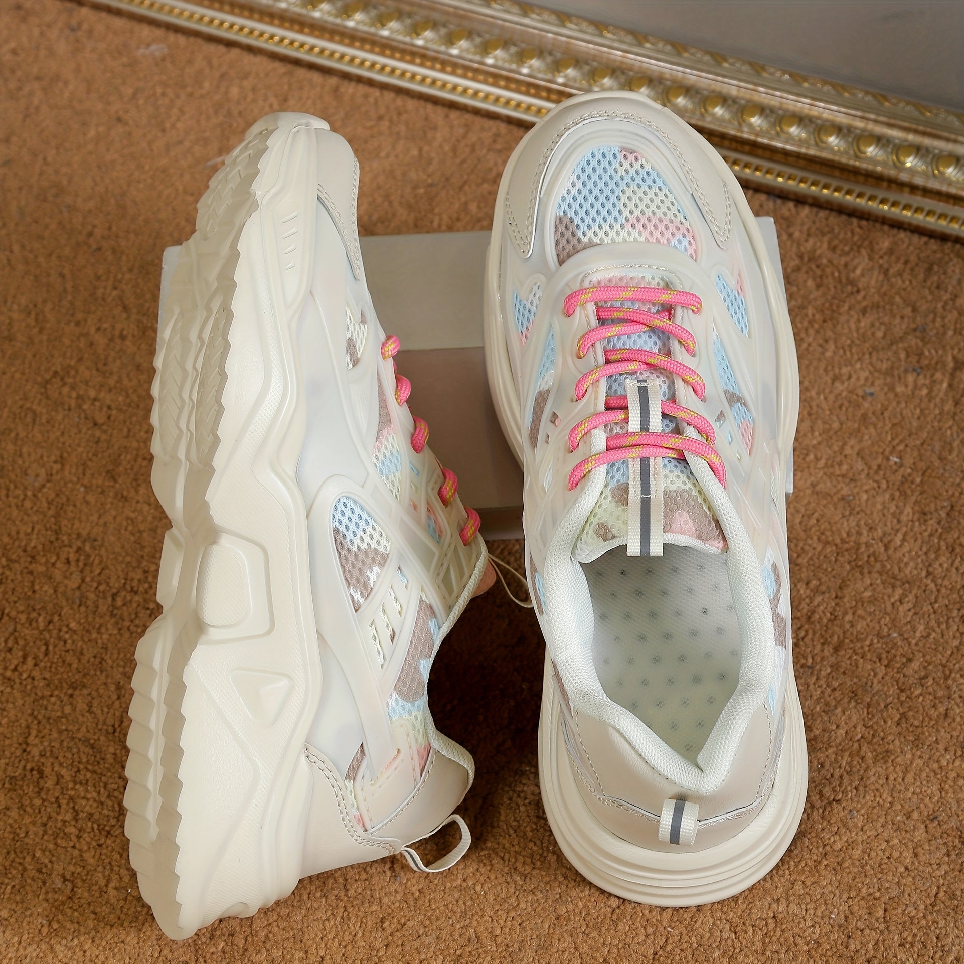 Comfortable Bottom Shock Absorption Dad Shoes Mesh Breathable Sneakers