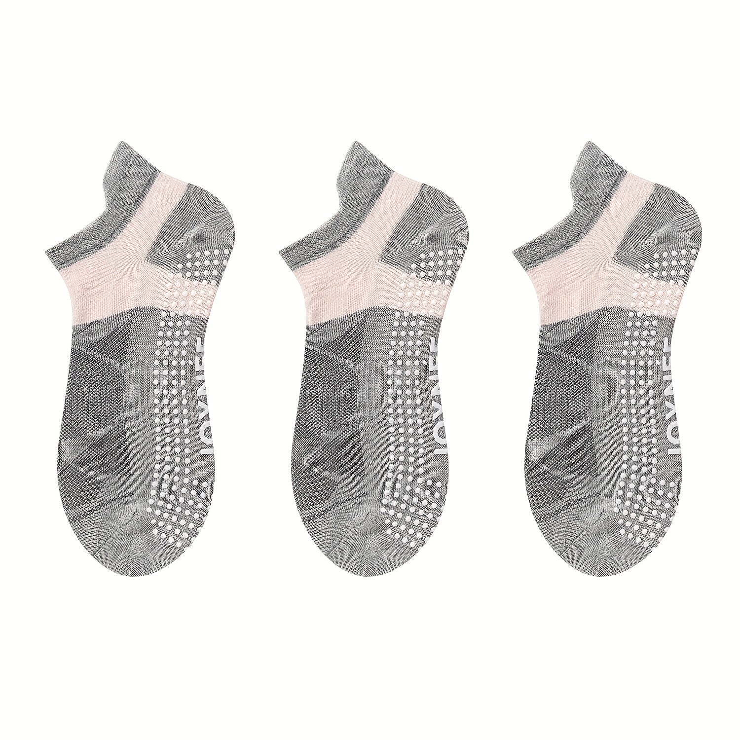 3 Pairs Colorblock Sports Socks Breathable Lightweight Silicone Non slip Socks