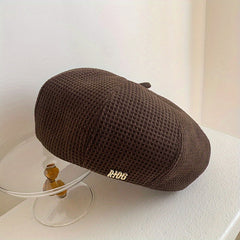Embossed Beret Solid Vintage Painter Cap Octagonal Hat For Women