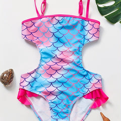 Toddler Girls Fish Scale Graphic Cami Swimsuit
