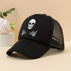 Kids Skull Graphic Baseball Cap Mesh Breathable Sun Protection Sunshade Hat