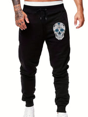 Skull Head Print Men's Sports Pants Drawstring Jogging Trousers