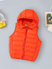 Boys Puffer Vest Hooded Zip Sleeveless Jacket Kids Clothes Winter