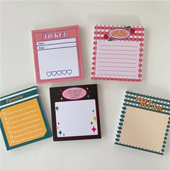 50 Pages Pink Green Plaid Memo Pad Retro Journal for Office and Family Notes