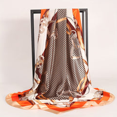 Houndstooth Print Bandana Square Scarf Satin Shawl
