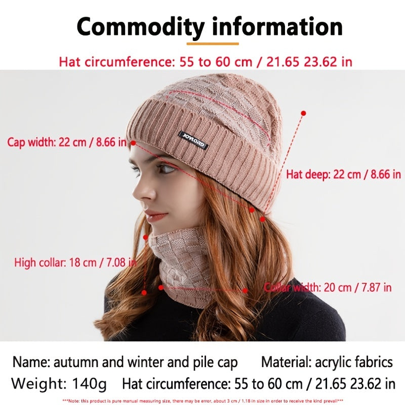 Knitting Beanie Scarf Set Winter Wool Cap Hat Collar Women Men's Ear Muffs