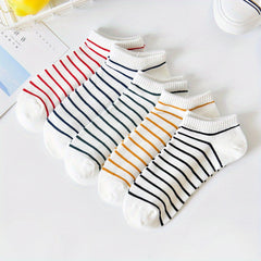 5 Pairs Striped Ankle Socks Lightweight Sports Women's Stockings