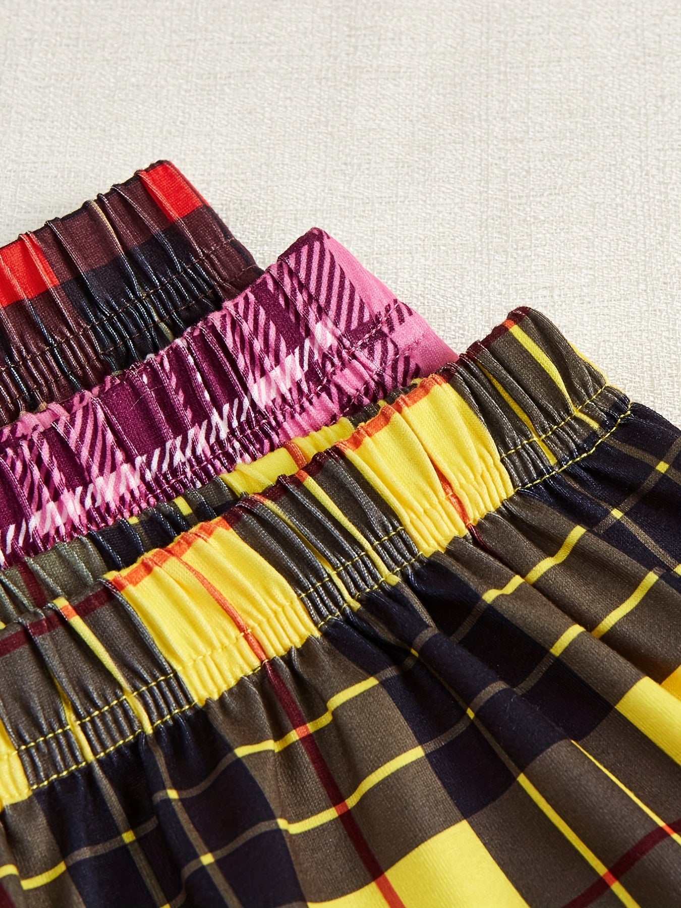 3 Pack Plus Size Plaid Pajama Shorts Set Women's High Stretch Elastic Lounge