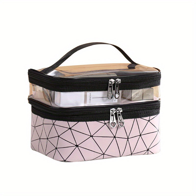 Waterproof Double Layer Cosmetic Bag Makeup Storage Organizer