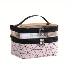 Waterproof Double Layer Cosmetic Bag Makeup Storage Organizer
