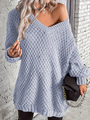 V-Neck Casual Sweater Solid Long Sleeve Jumper