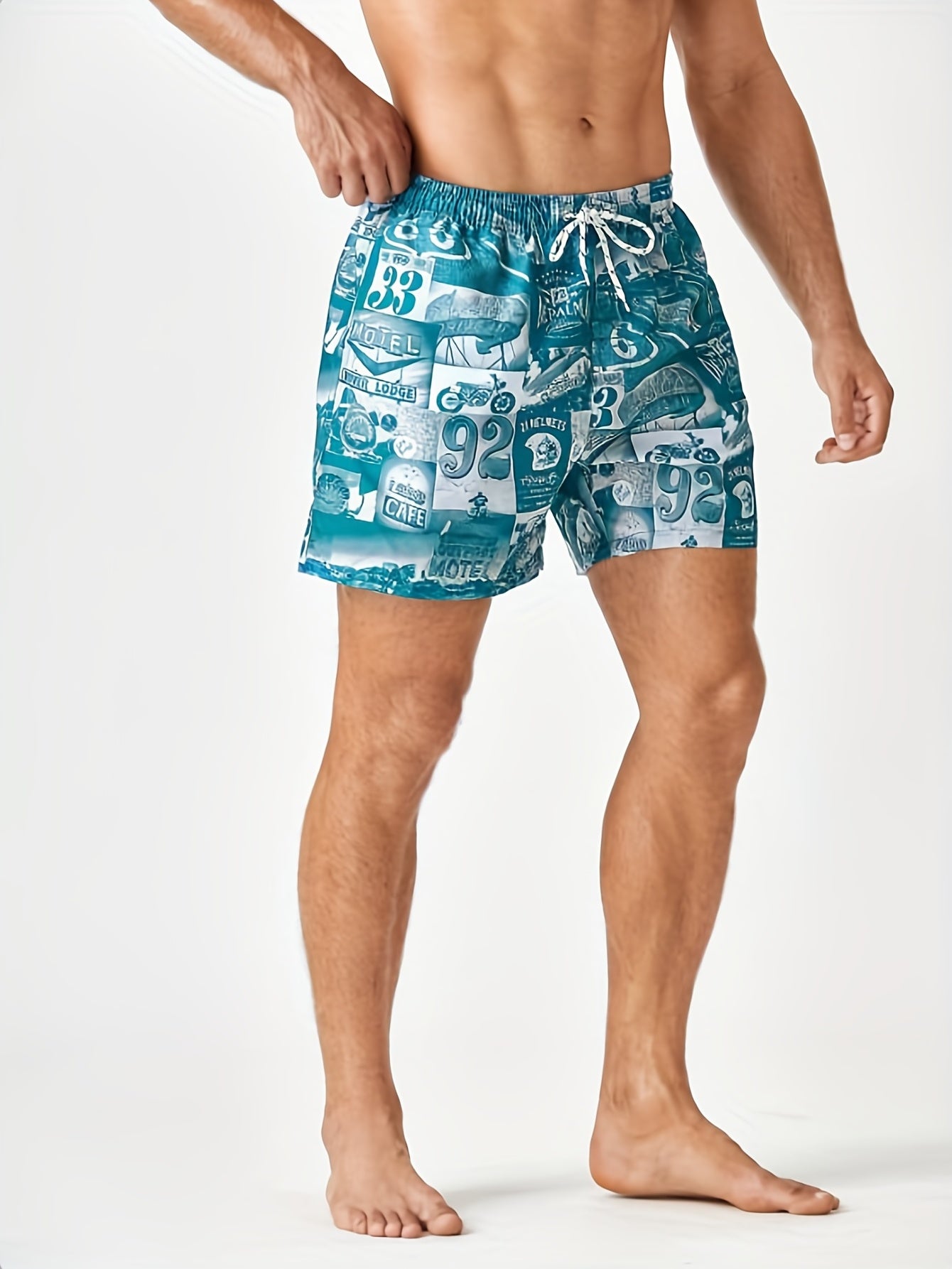 Men's Quick Dry Board Shorts With Mesh Lining & Pockets