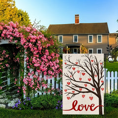 Love Heart Tree Garden Flag Double Sided Outdoor Seasonal Yard Decoration