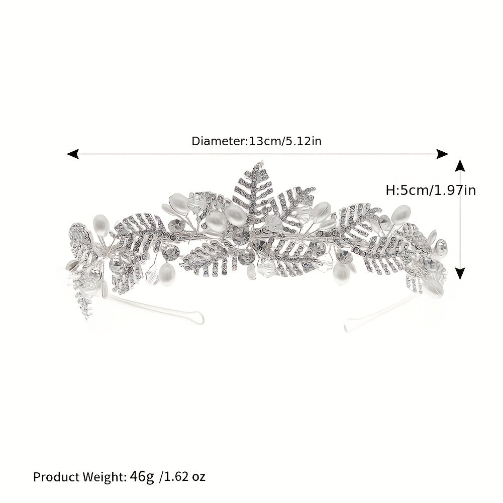 Faux Pearl Rhinestone Headband Tiara Headdress For Girls Women