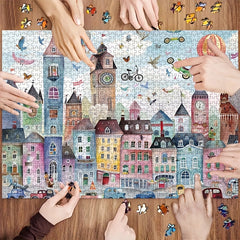 1000pcs Jigsaw Puzzle Hot Air Balloon House Scratch Resistant Waterproof