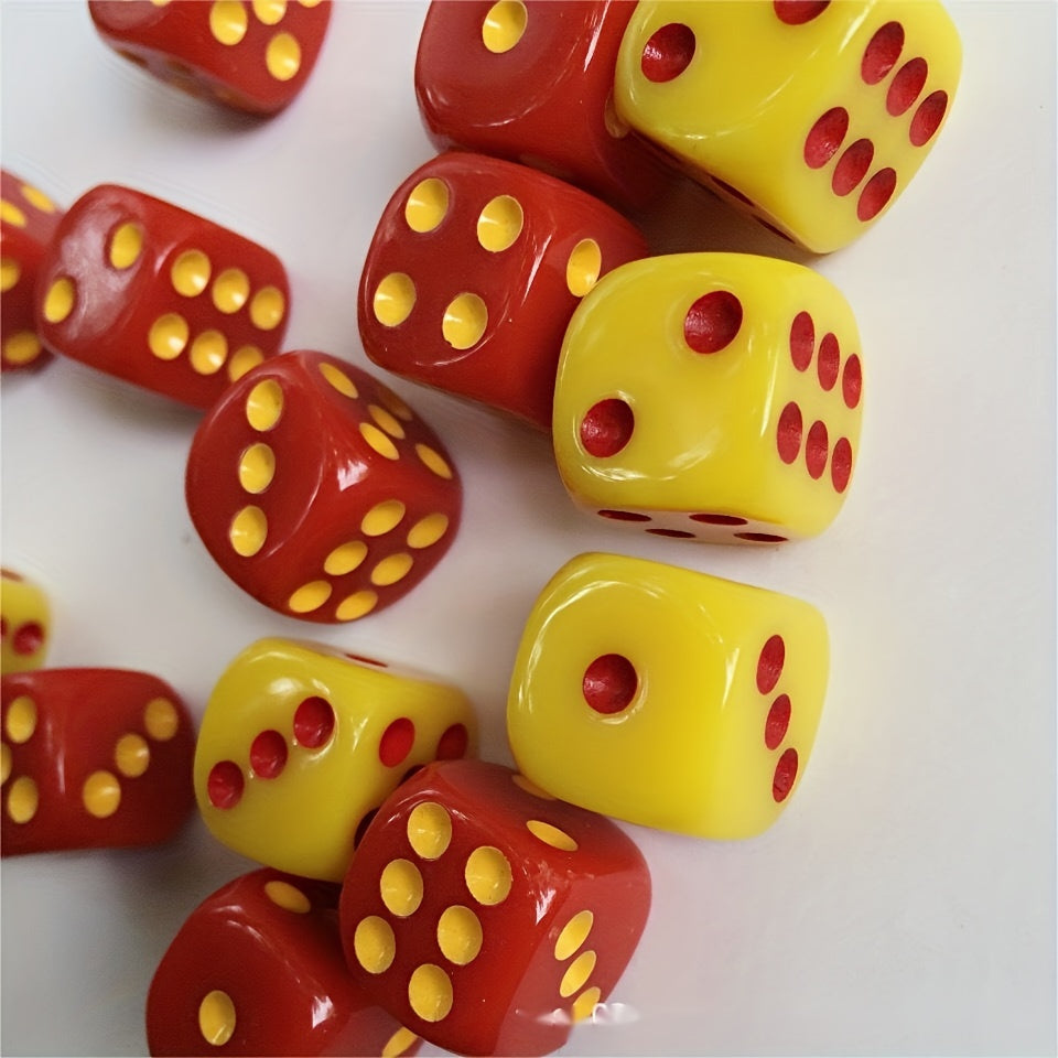 10pcs 16mm Acrylic Red Yellow D6 Game Dice Bars Clubs Parties