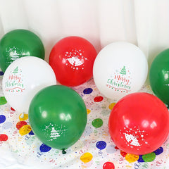 15pcs Christmas 12 inch Latex Balloons Red Bell Green Tree Merry Christmas