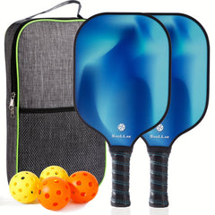 SHOLLAR Fiberglass Pickleball Set with 2 Rackets, 4 Balls, Bag