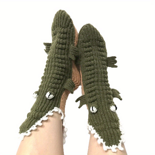 Funny Cartoon Crocodile Socks for Women