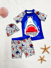Toddler Boys Shark Graphic Surfing Set Summer Beach Clothes Bathing Suits