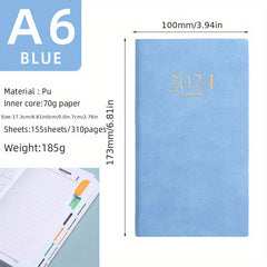 A6 Daily Planner Notebook with Leather Cover