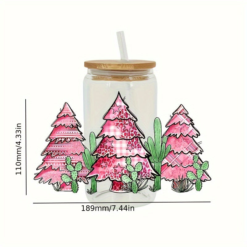 Christmas Halloween Series Cup Decorative Sticker 16oz Glass Cup DIY Waterproof